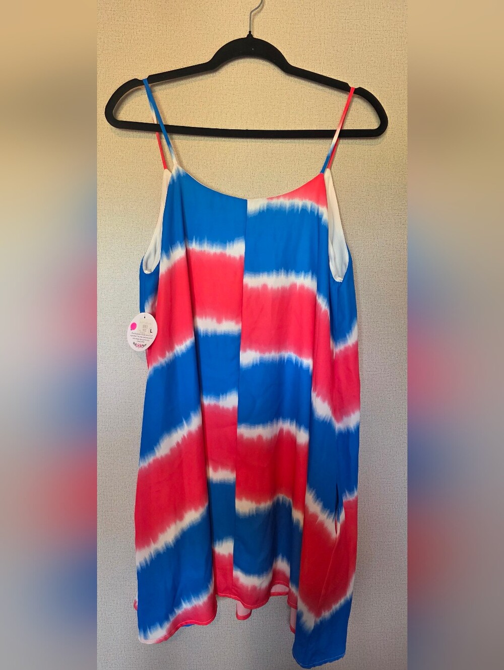 Peach Love California Red and Blue Tie-Dye Slip Dress - Picture 4 of 6